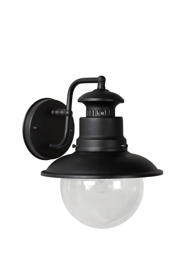 Lucide FIGO - Wandlamp Binnen/Buiten - 1xE27 - IP44 - Zwart - uit